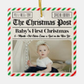 Custom Baby's First Christmas Newspaper Keramisch Ornament (Voorkant)