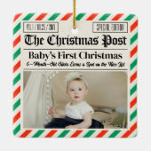 Custom Baby's First Christmas Newspaper Keramisch Ornament (Achterkant)