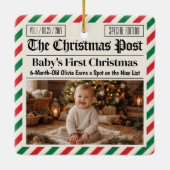 Custom Baby's First Christmas Newspaper Keramisch Ornament (Achterkant)