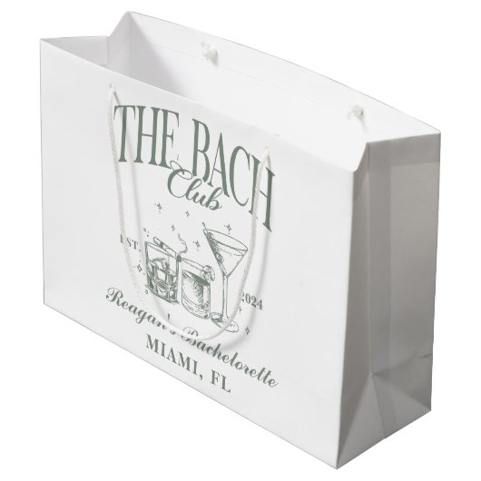 Custom Bach Club Bachelorette Retro Cocktail Zwart Groot Cadeauzakje (Achterkant Gekanteld)