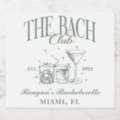 Custom Bach Club Bachelorette Retro Cocktail Zwart Sparkling Wijnetiket (Enkel label)