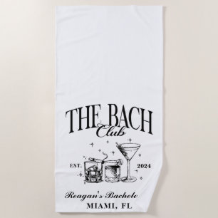 Custom Bach Club Bachelorette Retro Cocktail Zwart Strandlaken