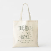 Custom Bach Club Bachelorette Retro Cocktail Zwart Tote Bag (Achterkant)
