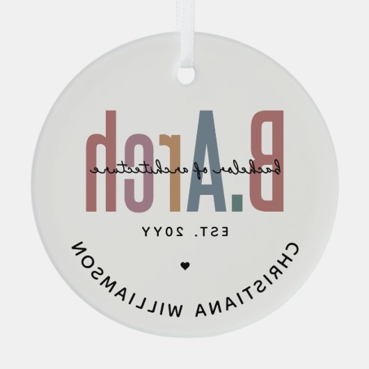 Custom Bachelor of Architecture Afstuderen Glas Ornament (Achterkant)