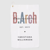 Custom Bachelor of Architecture Afstuderen Golfhanddoek (Voorkant)