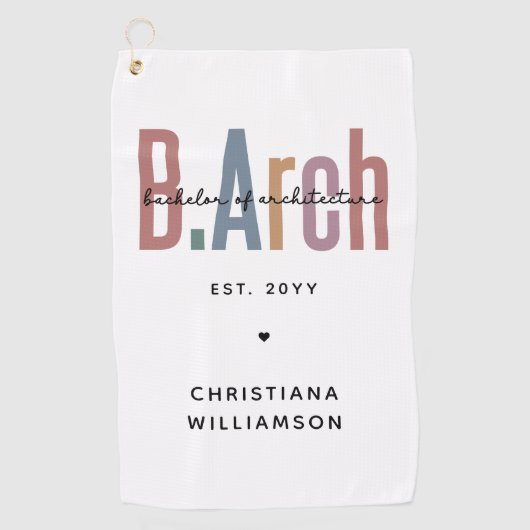 Custom Bachelor of Architecture Afstuderen Golfhanddoek (Voorkant)