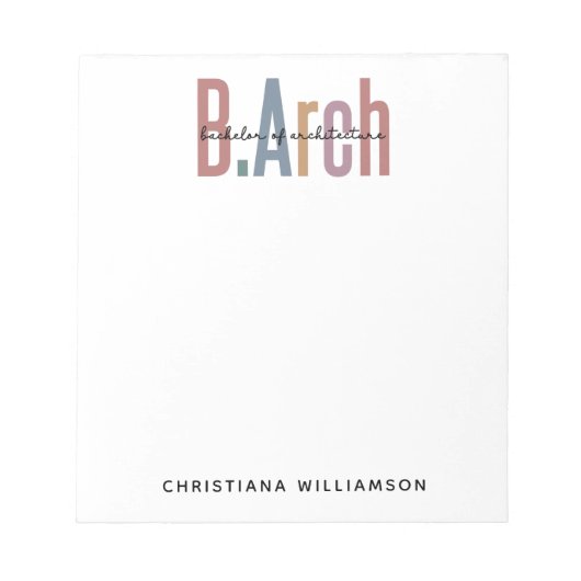 Custom Bachelor of Architecture Afstuderen Notitieblok (Voorkant)