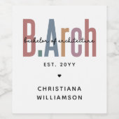 Custom Bachelor of Architecture Afstuderen Wijn Etiket (Enkel label)