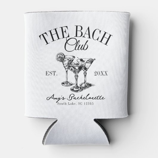 Custom Bachelorette De Bach Club Bruidsmeisje guns Blikjeskoeler (Voorkant)