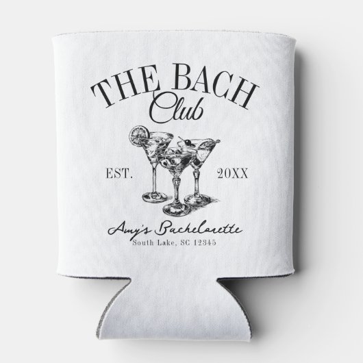 Custom Bachelorette De Bach Club Bruidsmeisje guns Blikjeskoeler (Achterkant)