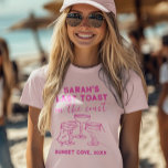 Custom Bachelorette Laatste Toast op de Kust Party T-shirt<br><div class="desc">Krijg strandachtige vibes met ons 'Last Toast on the Coast' aangepaste T-shirt! Perfect voor vrijgezellenfeesten aan de kust,  dit gepersonaliseerde ontwerp maakt het vieren van de bruid-to-be stijlvol en leuk. #BachelorettePartyVibes</div>