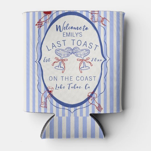 Custom Bachelorette | Last Toast on the Coast Blikjeskoeler (Voorkant)