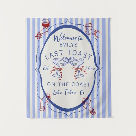 Custom Bachelorette | Last Toast on the Coast Wandkleed (Voorkant)