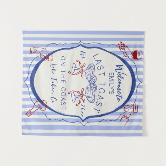 Custom Bachelorette | Last Toast on the Coast Wandkleed (Voorkant (horizontaal))