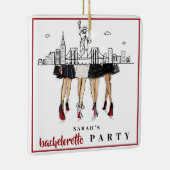 Custom Bachelorette New York City Skyline Fashion Keramisch Ornament (Rechts)