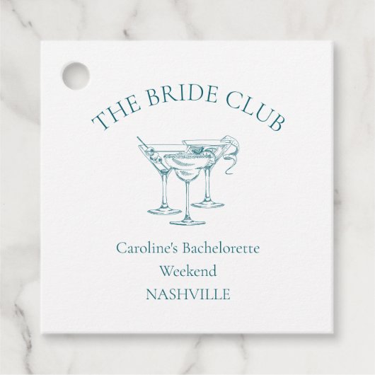 Custom Bachelorette Party Cocktail Social Club Bedankjes Labels (Voorkant)