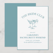Custom Bachelorette Party Cocktail Social Club Kaart (Voorkant / Achterkant)