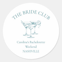 Custom Bachelorette Party Cocktail Social Club Ronde Sticker