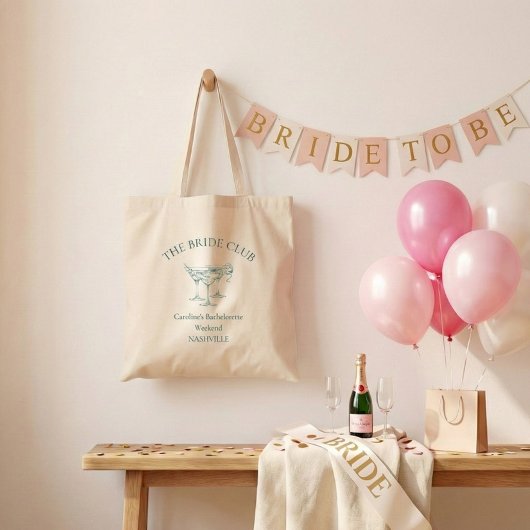 Custom Bachelorette Party Cocktail Social Club Tote Bag