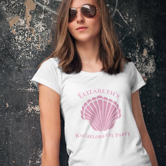 Custom Bachelorette Party Seashell Beach Wedding T-shirt
