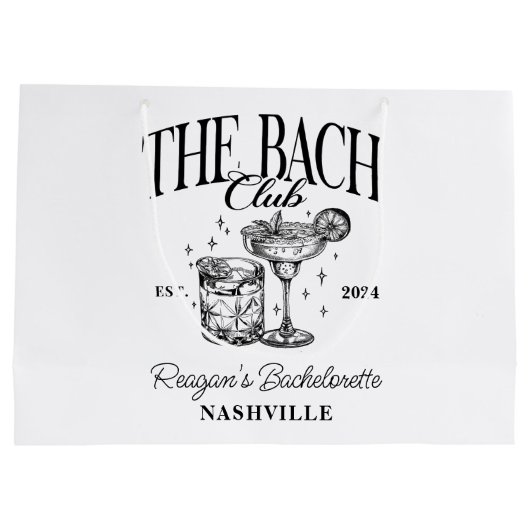 Custom Bachelorette Retro Cocktail Zwart Groot Cadeauzakje (Achterkant)