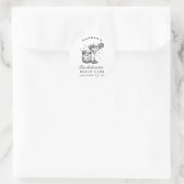 Custom Bachelorette Retro Cocktail Zwart Ronde Sticker (Tas)