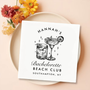 Custom Bachelorette Retro Cocktail Zwart Servet