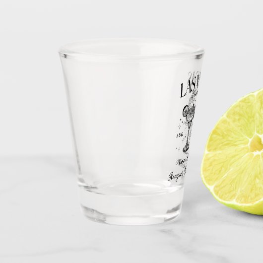 Custom Bachelorette Retro Cocktail Zwart Shot Glas (Links)