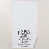 Custom Bachelorette Retro Cocktail Zwart Strandlaken (Voorkant)