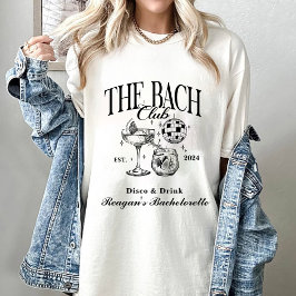 Custom Bachelorette Retro Cocktail Zwart T-shirt