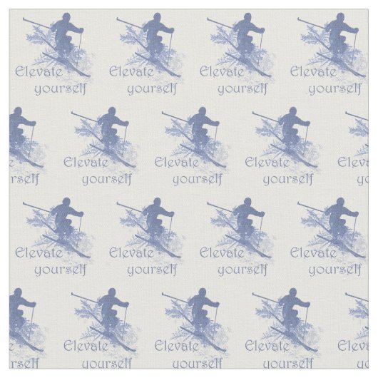 Custom Back Kleur Elevate Yourself Ski Quote Blauw Stof (Close Up)
