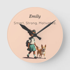 Custom Back to School Wall Clock Ronde Klok