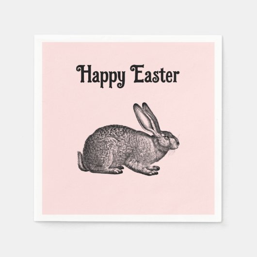 CUSTOM BACKGROUND - Happy Easter Rabbit Napkins Servet (Voorkant)