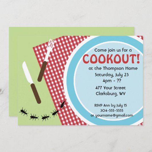 Custom Backyard Cookout Kaart (Voorkant / Achterkant)