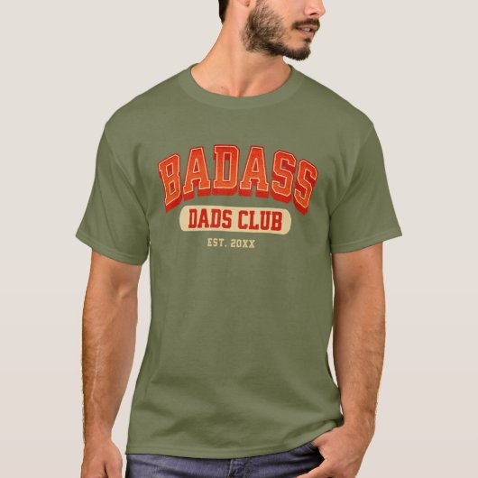 Custom Badass Papa Club Retro Cool Trendy Plezier T-shirt (Voorkant)
