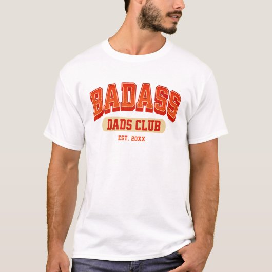Custom Badass Papa Club Retro Cool Trendy Plezier T-shirt (Voorkant)