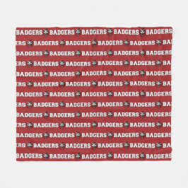 CUSTOM Badger Mascot | Rood - School College Team Fleece Deken