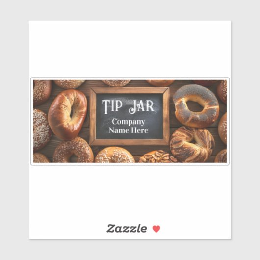 Custom Bagel Cafe Business Tip Jar Sticker (Vel)