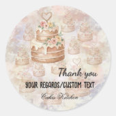 Custom "Baked with Love" Pink nature Cake Sticker  (Voorkant)