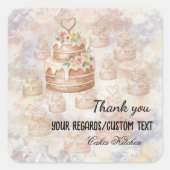 Custom "Baked with Love" Pink nature Cake Sticker (Voorkant)