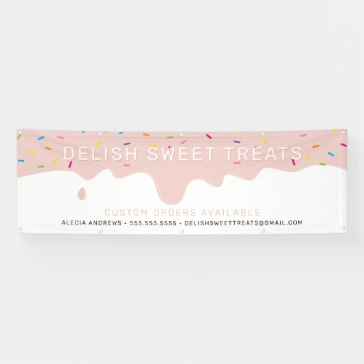 CUSTOM Baker Frosting kleurrijke sprinkles blush Spandoek (Horizontaal)
