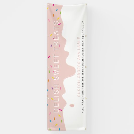 CUSTOM Baker Frosting kleurrijke sprinkles blush Spandoek (Verticaal)