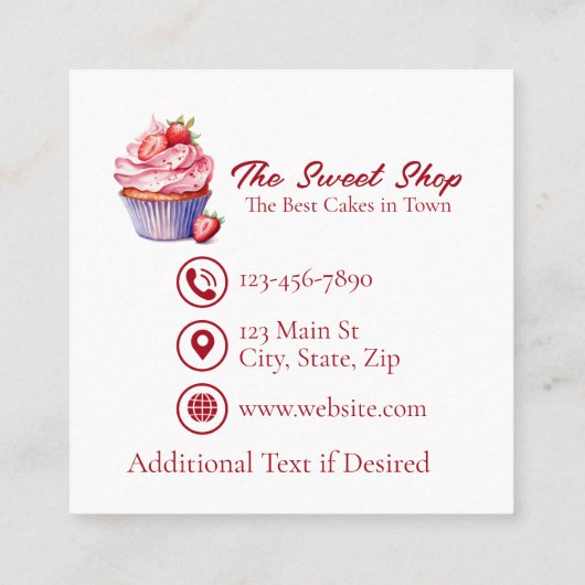 Custom Bakery Business Card | Blue Cupcake Theme Afsprakenkaartje (Achterkant)