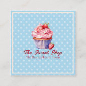 Custom Bakery Business Card | Blue Cupcake Theme Afsprakenkaartje (Voorkant)