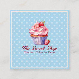 Custom Bakery Business Card | Blue Cupcake Theme Afsprakenkaartje