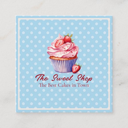 Custom Bakery Business Card | Blue Cupcake Theme Afsprakenkaartje (Voorkant)