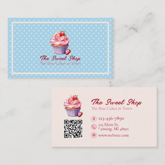 Custom Bakery Business Card with QR Code Visitekaartje (Voorkant / Achterkant)
