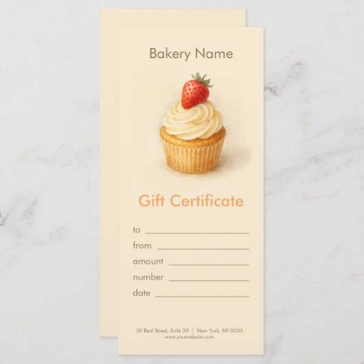 Custom Bakery Gift Certificate (Voorkant / Achterkant)
