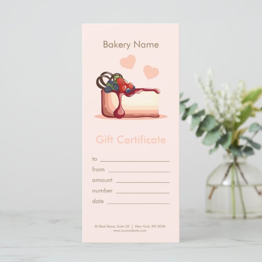 Custom Bakery Gift Certificate (Staand voorkant)