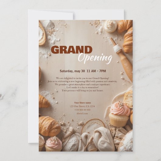 Custom Bakery Grand Opening Uitnodiging (Voorkant)